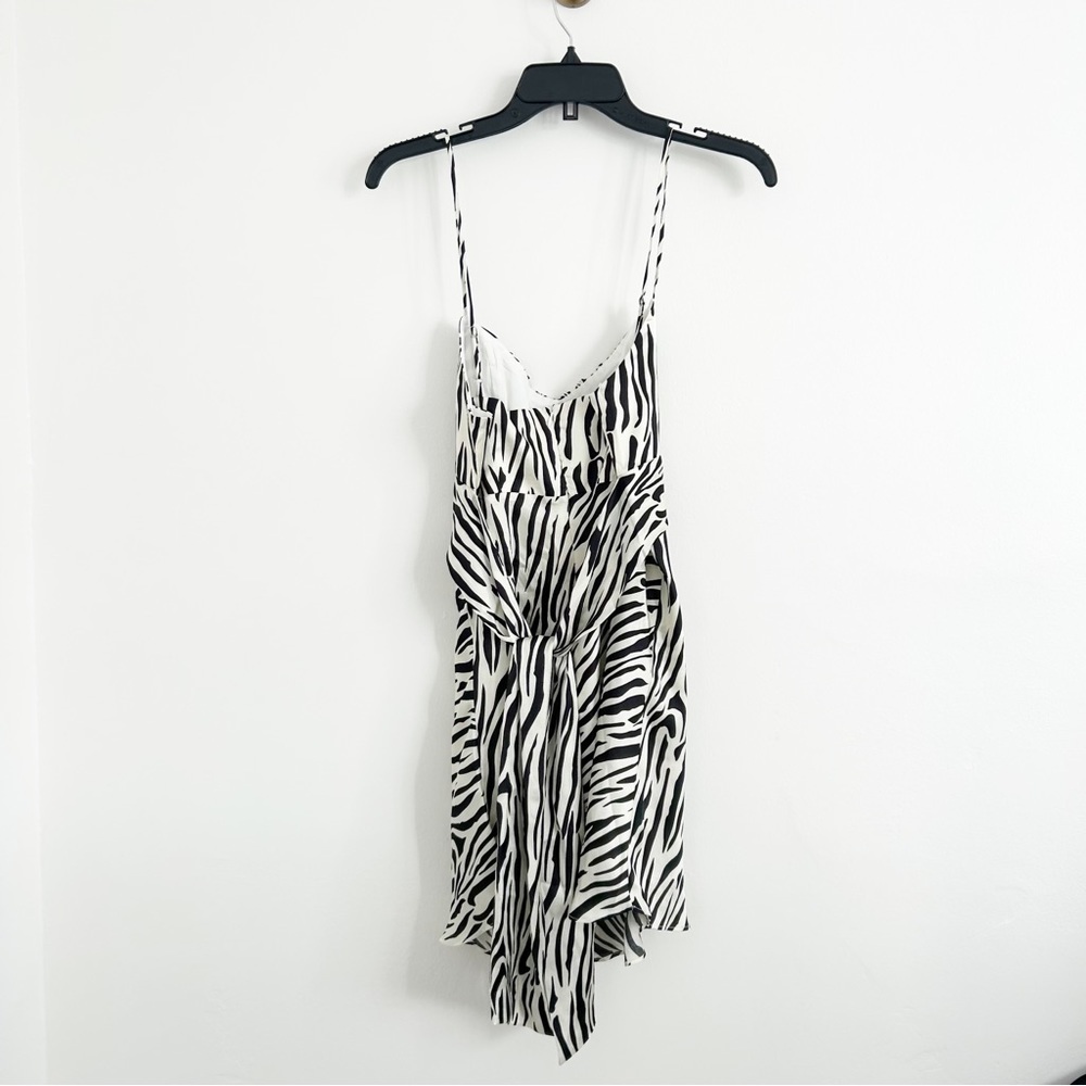 NEW Selfie Leslie Linka Zebra Print Satin Cami Strap Mini Dress Size US Small - Picture 5 of 8